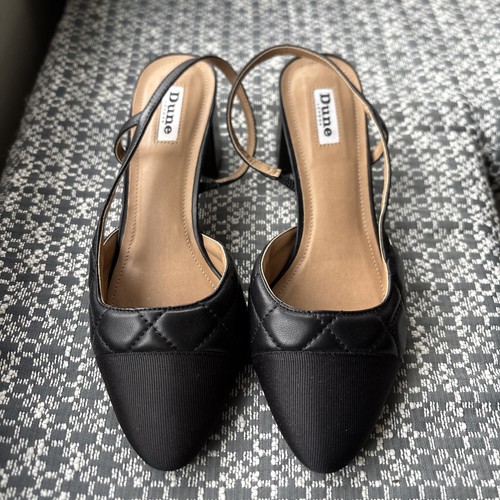 Dune black quilted slingback - dune,