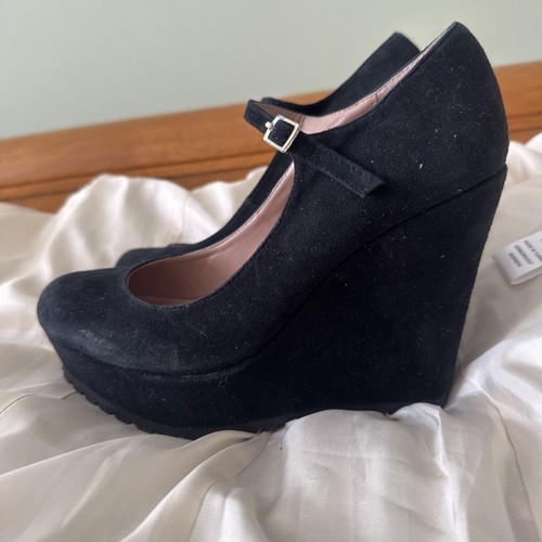 Dune london suede black wedge - london,