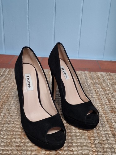 Dune london black real suede - black,