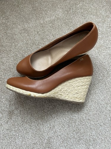 Dune annabel tan leather - leather, wedge